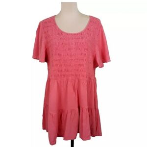 Torrid Smocked Ruffle Top Women's Size 4X Crinkle Stretch Babydoll Cottagecore